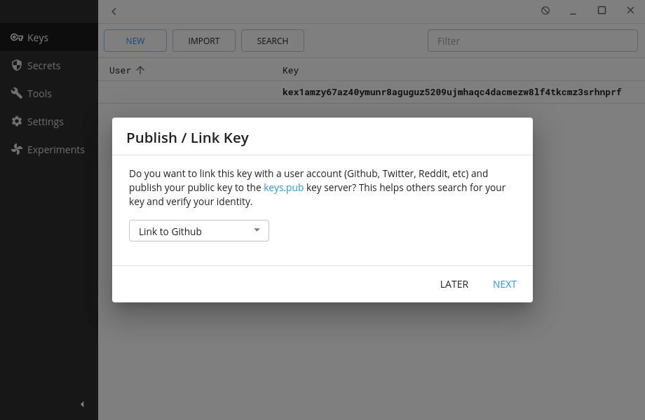 Options to link public key