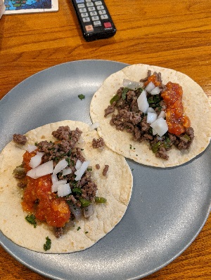 Tacos with onion and habanero salsa